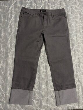 Nicole Miller Gray Relaxed Straight Jeans with Cuffed Hem